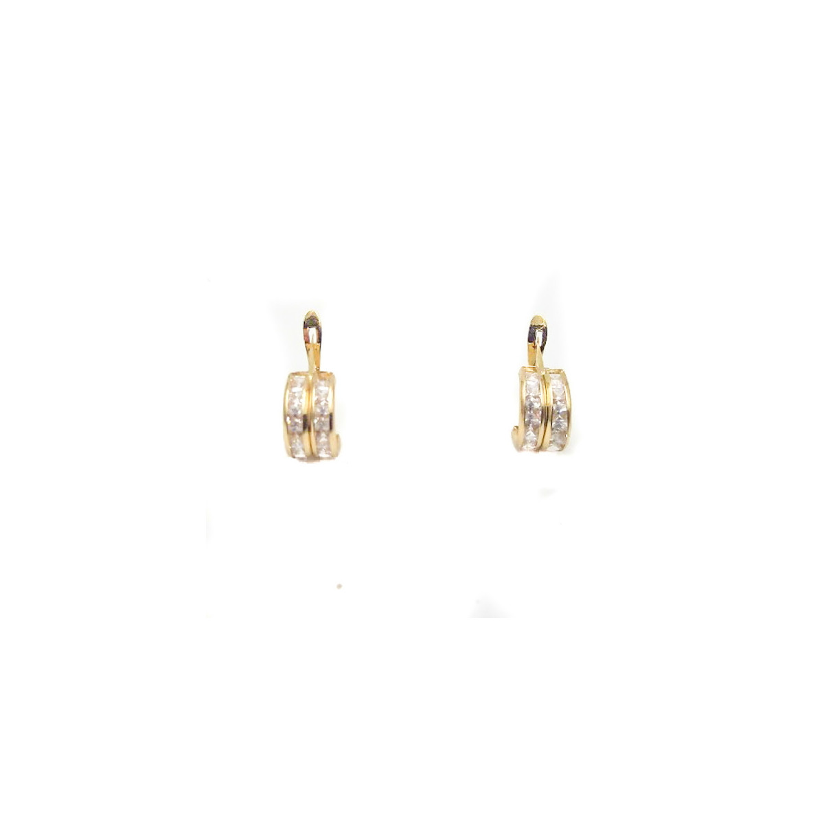 ARGOLLAS ORO AMARILLO DOBLE CARRIL CON CIRCONITAS . ARGOLLAS ORO AMARILLO DOBLE CARRIL CON CIRCONITAS .