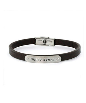 PULSERA CUERO MARRÓN SUPER PROFE