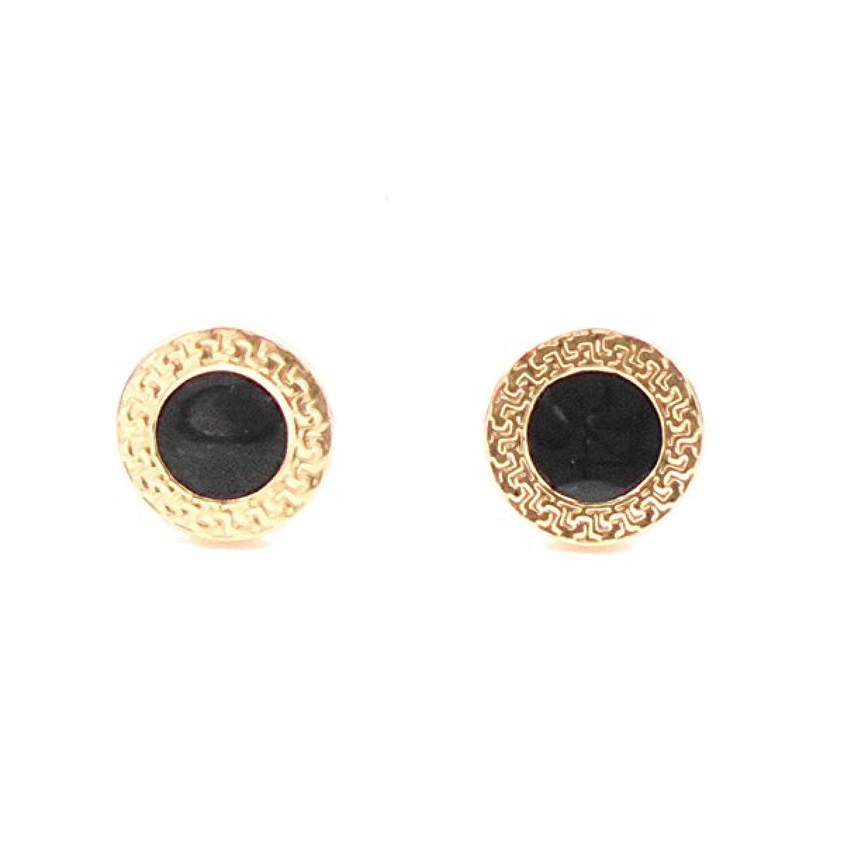 PENDIENTES MUJER/CHICA ORO AMARILLO 18K Y ESMALTE NEGRO