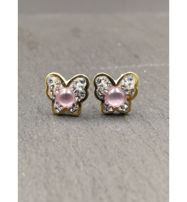 PENDIENTES NIÑA MARIPOSA CIRCONITAS ORO AMARILLO