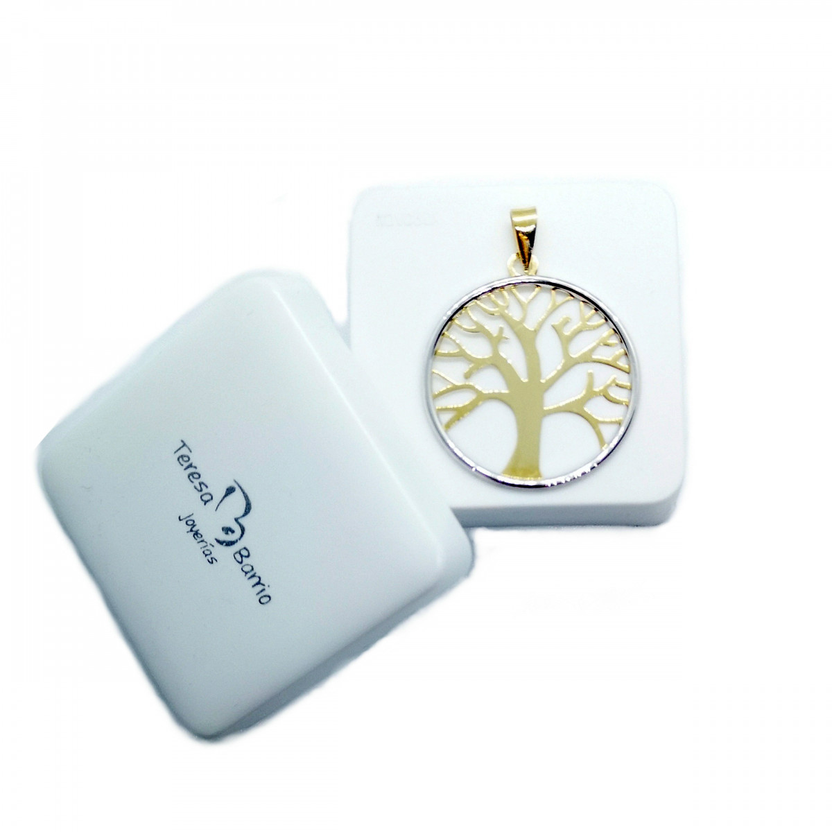 COLGANTE ÁRBOL CON ORO BLANCO Y ORO AMARILLO