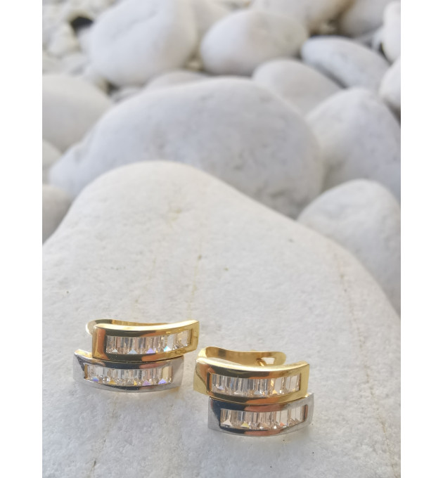 PENDIENTES MUJER BICOLOR 18K CIRCONITA BAGUETTE