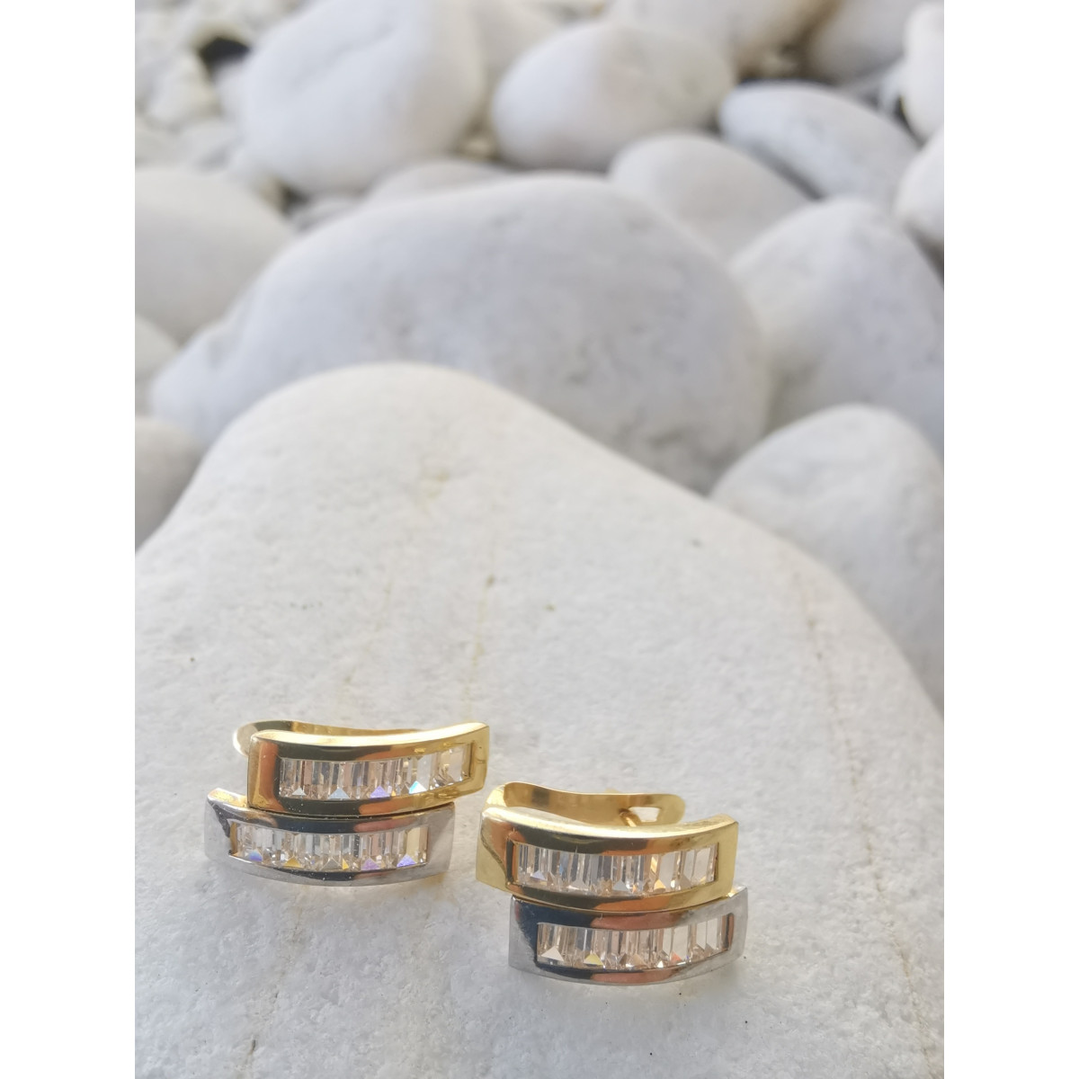 PENDIENTES MUJER BICOLOR 18K CIRCONITA BAGUETTE