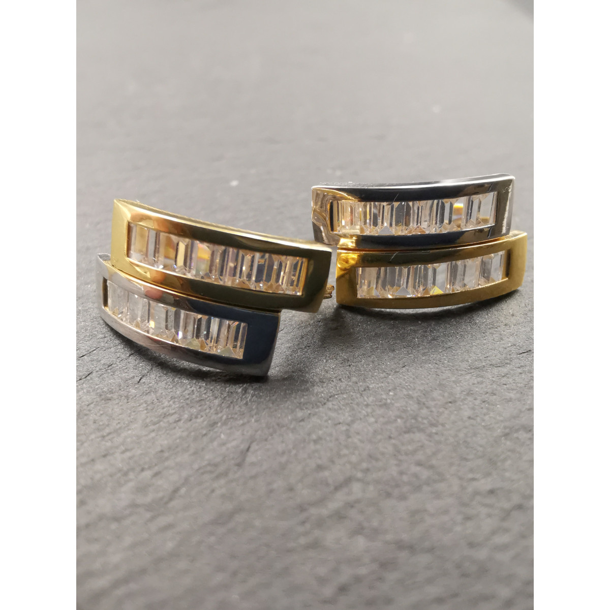 PENDIENTES MUJER BICOLOR 18K CIRCONITA BAGUETTE