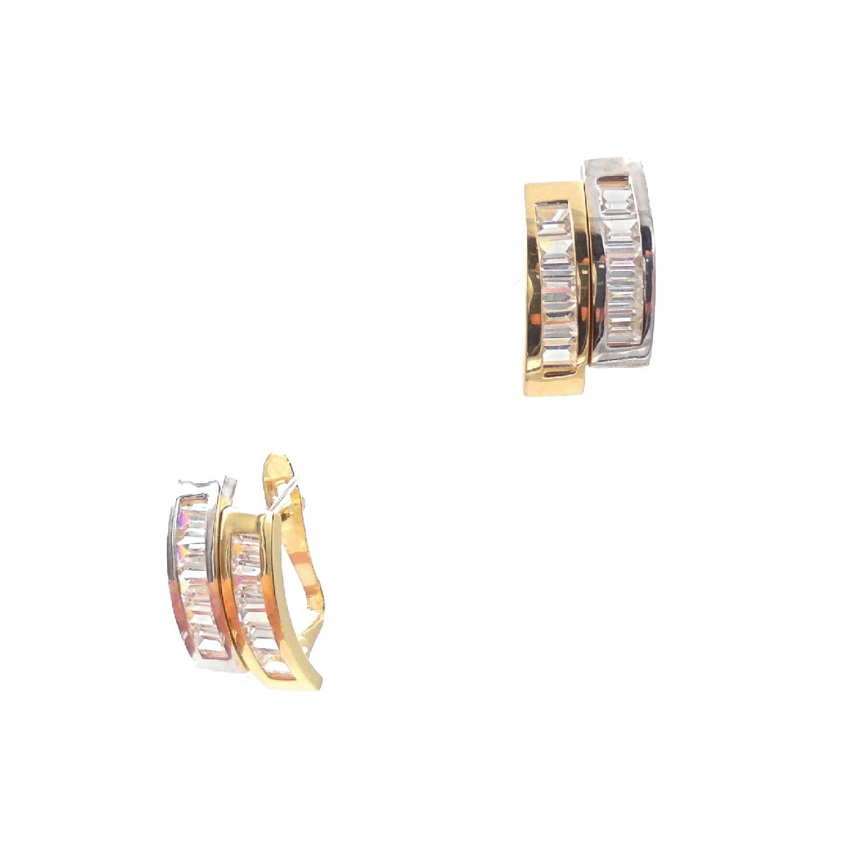 PENDIENTES MUJER BICOLOR 18K CIRCONITA BAGUETTE