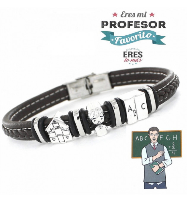 PULSERA CUERO MARRÓN PROFESOR