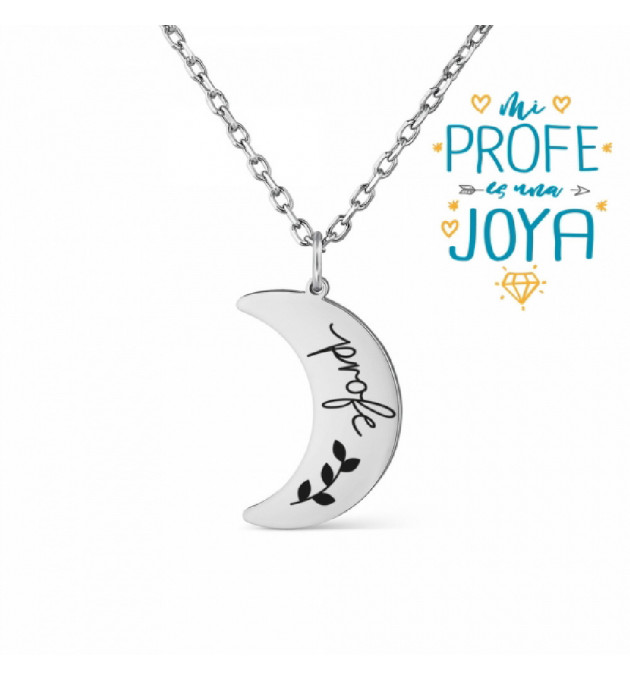 COLLAR PLATA MEDIA LUNA PROFE