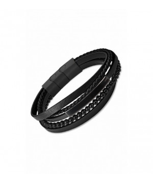 PULSERA LOTUS CUERO HOMBRE, NEGRO - LS2144-2/4