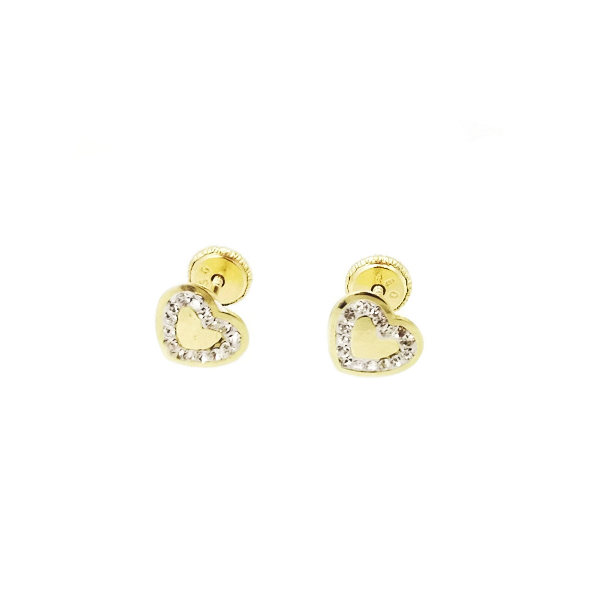 PENDIENTES NIÑA CORAZÓN CIRCONITAS ORO AMARILLO