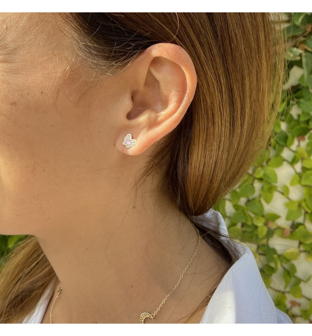 PENDIENTES NIÑA MARIPOSA CIRCONITAS ORO AMARILLO