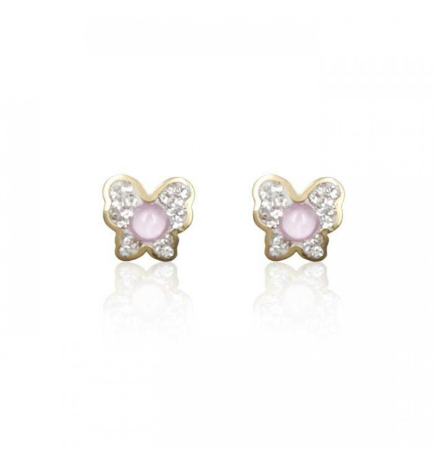PENDIENTES NIÑA MARIPOSA CIRCONITAS ORO AMARILLO
