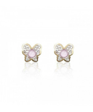 PENDIENTES NIÑA MARIPOSA CIRCONITAS ORO AMARILLO