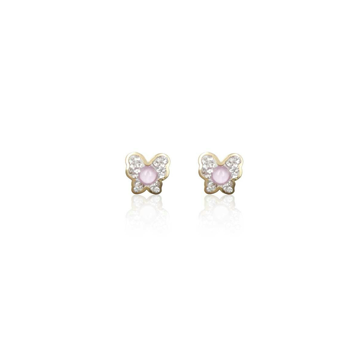 PENDIENTES NIÑA MARIPOSA CIRCONITAS ORO AMARILLO