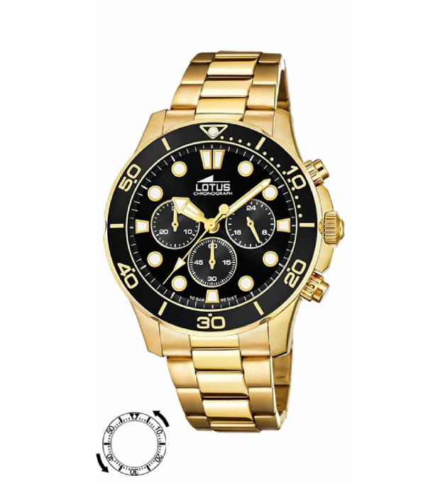 RELOJ LOTUS HOMBRE EXCELLENT DORADO NEGRO - 18758/3