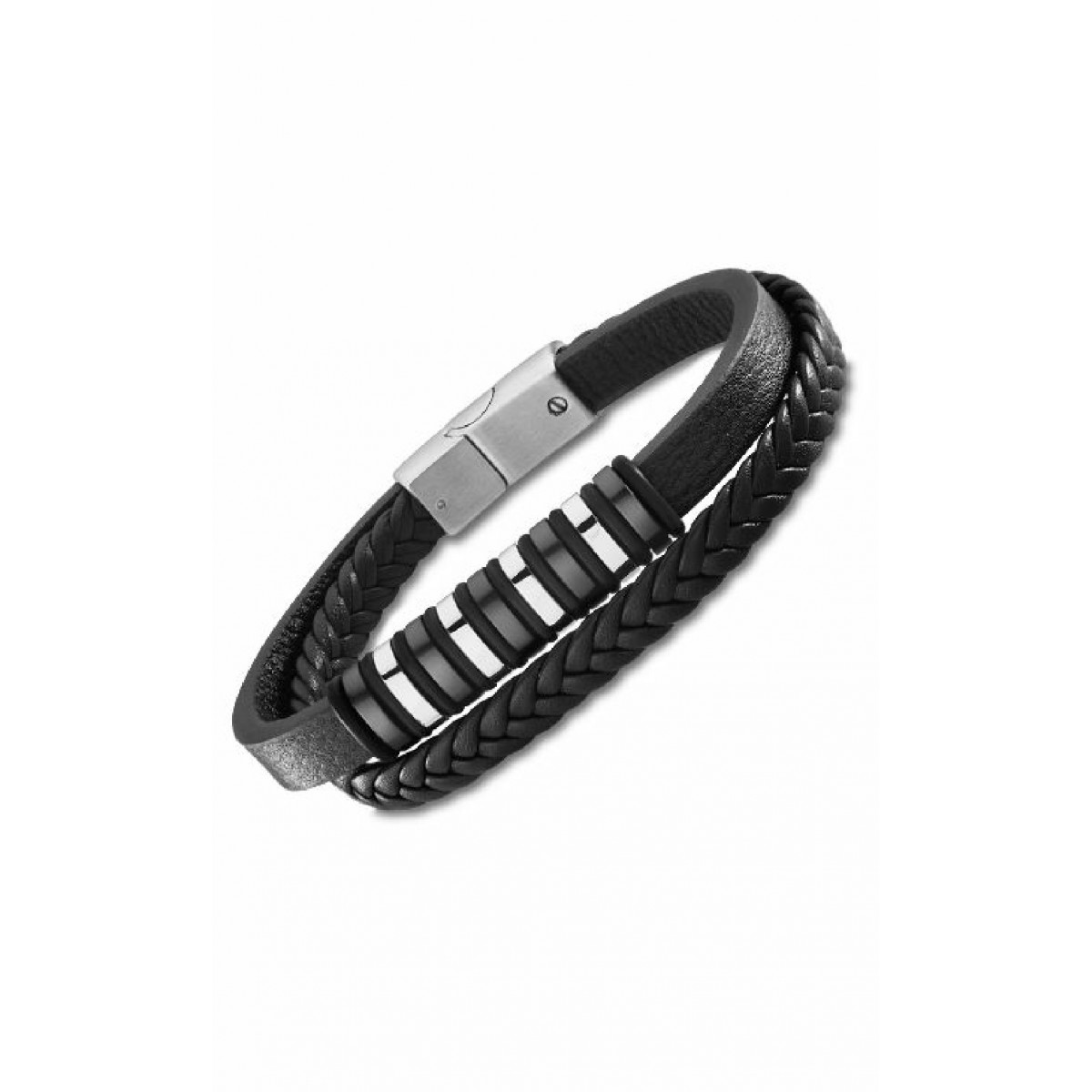 PULSERA LOTUS STYLE HOMBRE CUERO NEGRO - LS2102-2/1
