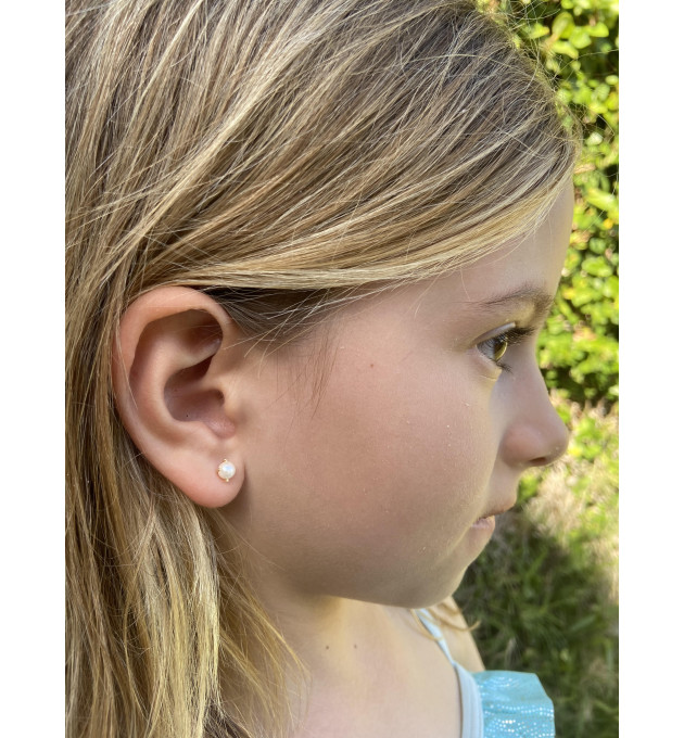PENDIENTES NIÑA PERLA ENGARZADA ORO AMARILLO