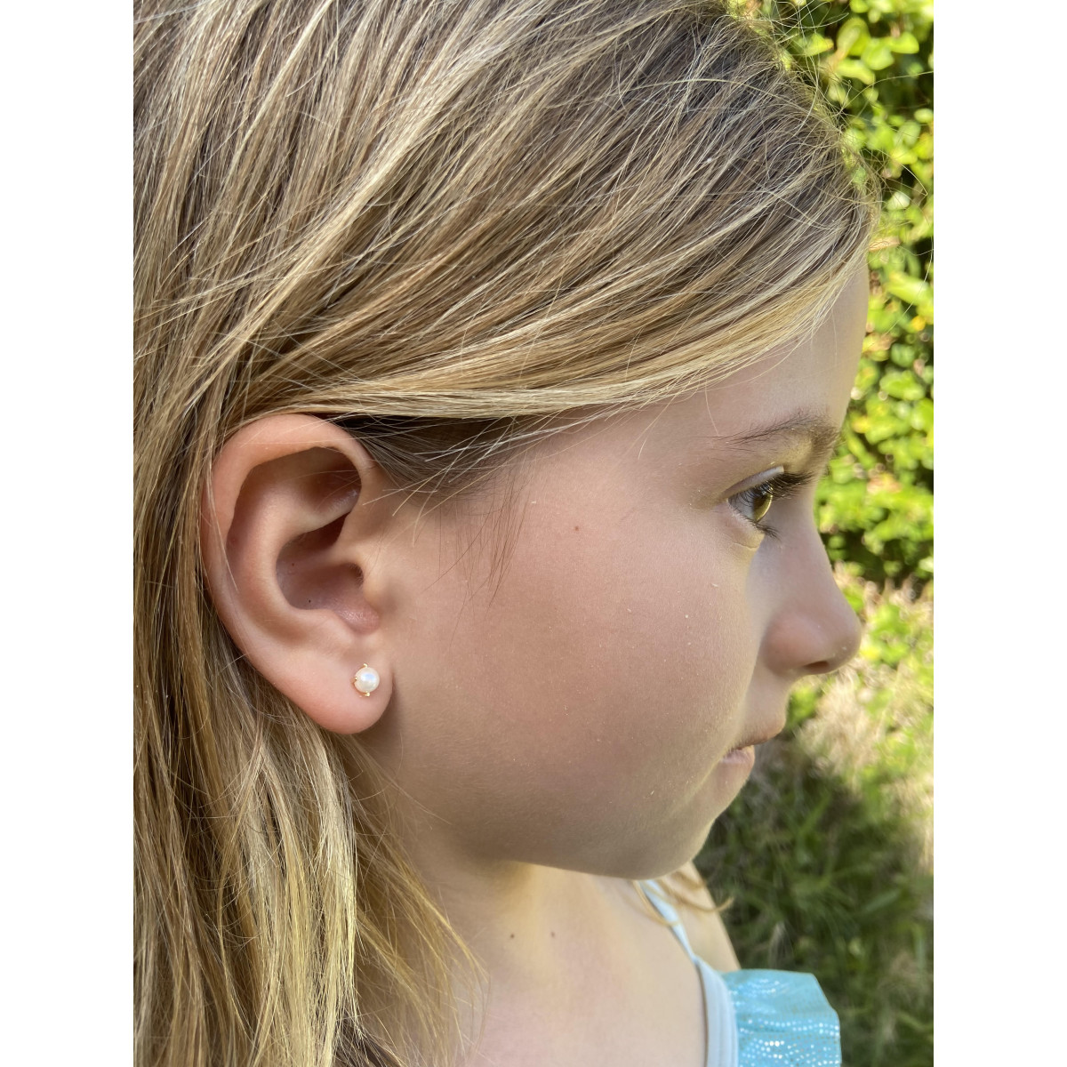 PENDIENTES NIÑA PERLA ENGARZADA ORO AMARILLO