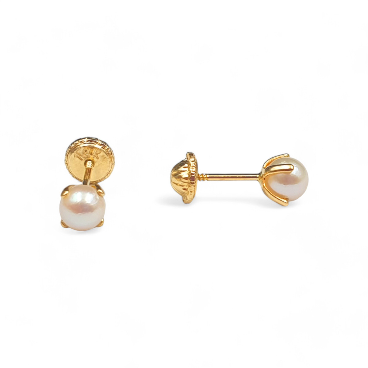 PENDIENTES NIÑA PERLA ENGARZADA ORO AMARILLO
