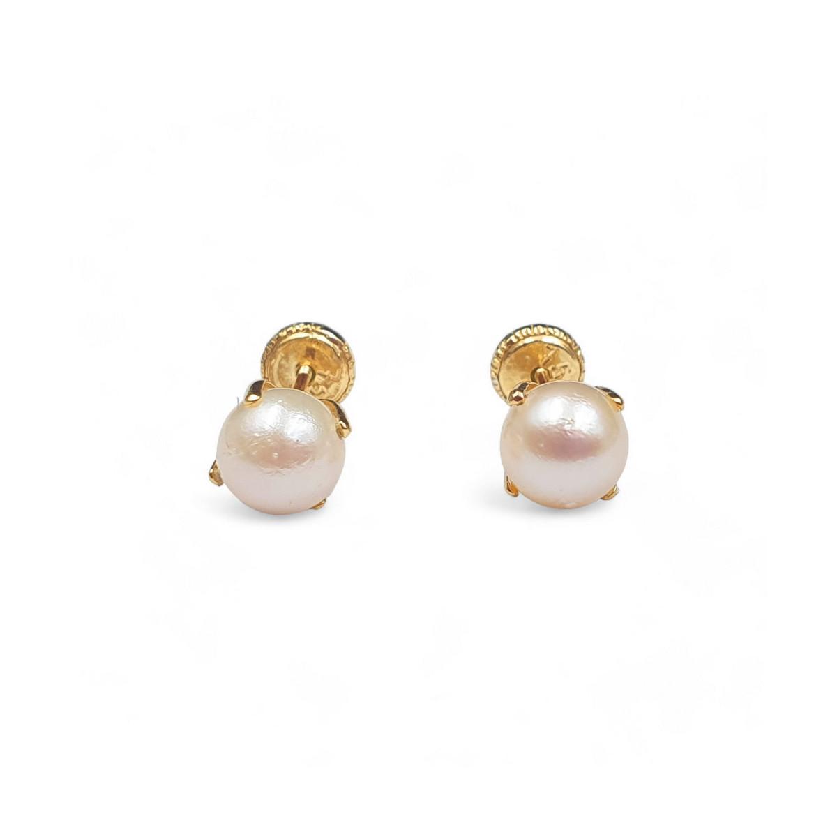 PENDIENTES DE ORO 18 K PERLAS CULTIVADAS 5 MM