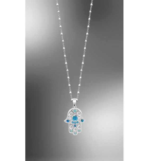 LOTUS SILVER COLLAR SRA.MANO.FATIMA.AZUL - LP1989-1/4