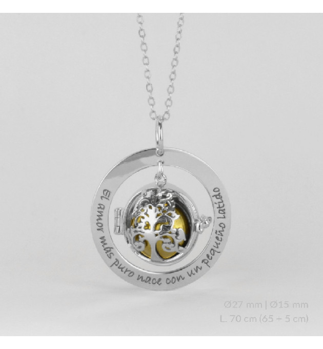 LLAMADOR ANGEL FRASE 15MM + CADENA PLATA