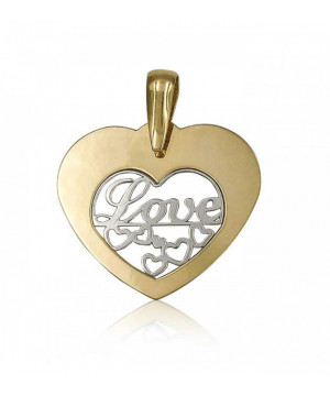 COLGANTE CORAZON CON ORO BLANCO Y ORO AMARILLO